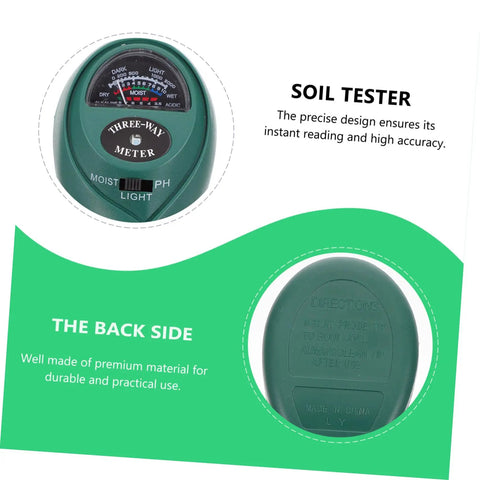 Close-up of 3-In-1 Soil Tester For Garden Lawn And Farm Dual Probe Moisture Meter PH Light Meter showing front and back design