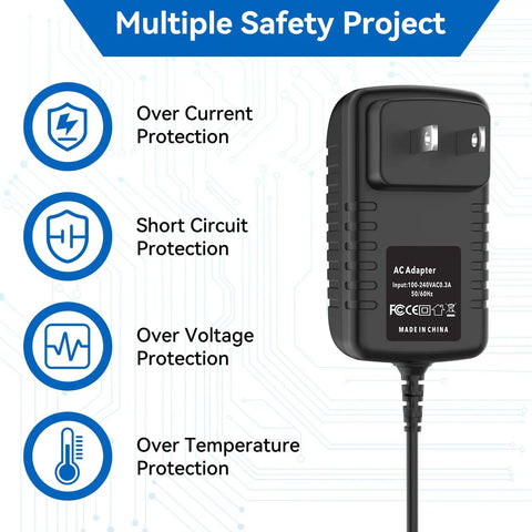 Killer AC DC Adapter Charger For Dremel 2050 Stylo Plus Rotary Tool showcasing multiple safety protections features.