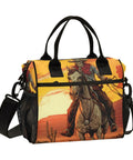 Insulated Lunch Cooler Tote Bag For Outdoor Picnics And Camping With Skeleton Cowboy Desert Theme Detachable Shoulder Strap