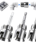 All In One Internal And External Pipe Threading Kit For One Half Inch Three Quarter Inch And One Inch PVC Pipes Heavy Duty Alloy Steel Electric Drill Compatible Includes Storage Case For Plumbing And Home Repair