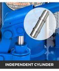 Heavy Duty Toe Lift Jack Featuring Air Hydraulic Action And Heat Treated Steel Cylinder with focus on independent cylinder detail.
