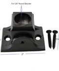 Five Eighth Inch Round Iron Baluster Swivel Shoes With Screws Satin Black Finish Pack Of 10, visible with measurements