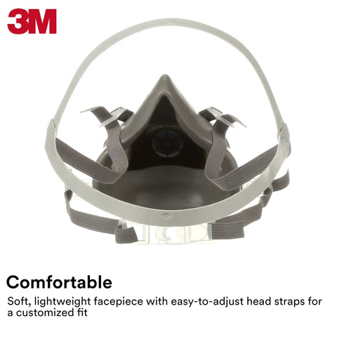 Front view of Half Facepiece Reusable Respirator 6100 NIOSH Approved with four-point harness for painting and sanding.