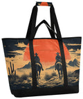 Western Desert Cowboy Insulated Cooler Bag Reusable Thermal Tote With Big Capacity For Shopping Picnics Beach Trips Travel And Camping Leak Proof Lunch Box Triple Layer Insulation Keeps Food Cold Or Hot All Day, desert cowboy design