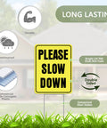 Please Slow Down Yard Sign With Stake 13x17 Inches Double Sided Corrugated Plastic Kids At Play Safety Sign in front of house