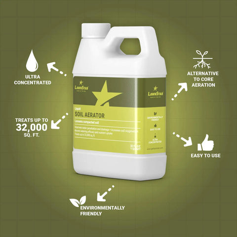 Liquid Lawn Aerator That Loosens Stubborn Soil, Improves Water Penetration And Drainage, Boosts Soil Oxygenation, American Made 32 Ounce bottle