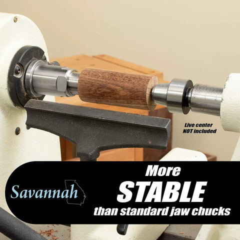 Heavy Duty Direct Thread Wood Lathe Chuck Adapter with wooden blank for quick threading on lathe machine