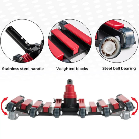 Image showing components of Commercial Grade Pool Vacuum Head With Wheels 14 Inch Extra Wide Heavy Duty Vacuum Cleaner.