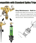 Diagram showing 2-Piece Half-Inch All-Metal Brass Impact Sprinkler Heads With Heavy-Duty Build 360 Degree Adjustable Coverage