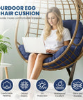 Egg Chair Cushion Replacement For Outdoor Hanging Chairs 47x35x7 Inches Blue Ultra Cozy Thick 6 Inch Cushion With Highly Elastic Cotton