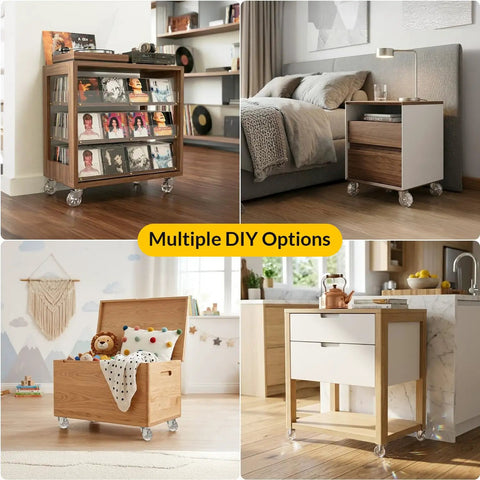 Slick Two Inch Clear Casters Featuring Top Shelf Polyurethane Build With A Heavy Duty Two Hundred Sixty Five Pound Rating For No Sweat Rolling On Hardwood Tile Or Carpet Floors Perfect For DIY Furniture Refreshes And Solid Workbench Upgrades Set Of Four used on versatile furniture designs.