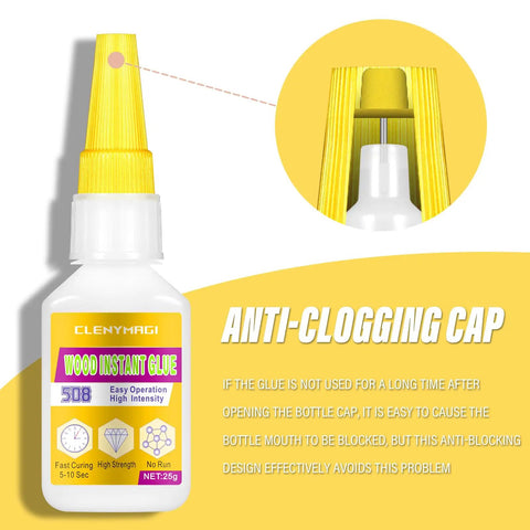 Heavy Duty Fast Setting Wood Glue For Furniture And Woodworking And Clear Water Resistant Adhesive With A Knockout Grip in anti-clogging cap design.