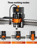 Heavy Hitter Desktop CNC Router Machine With 300W Spindle And Killer 0.01mm Precision Smart 4 Axis Controller close-up of spindle and trimmer.
