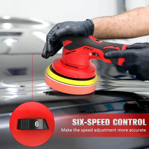 Cordless Car Buffer Polisher Kit with Six Speed Rotary Polisher Pro Grade No Cord Detailing Tool 120W Motor in use