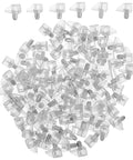 100 Pack Plastic Shelf Pegs Set With Self Locking Design in clear plastic for cabinets and bookcases