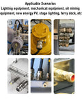 Six-view collage of 304 stainless steel armored cable glands with dual seals for electrical junction boxes