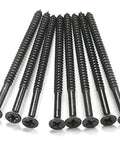 Dead Nuts Secure Heavy Duty Wood Screws For Doors And Cabinets With Oil Rubbed Bronze Finish And Phillips Drive For No Sweat Installations Knockout Hold For Furniture And DIY Projects 24 Pack 9 Inch displayed in a close-up view.
