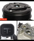 Heavy Duty Auto Ac Compressor With Clutch Assembly Prefilled Oil And New Seals For Ford Edge close-up of pulley and connector details.