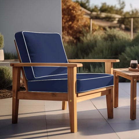 2 Pack Outdoor Patio Chair Cushions 20x20x4 Navy Waterproof With Non Skid Ties High Density Foam Cushion And Cover Included