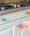 Colorful Glass Cabinet Knobs 30mm Round Bubble Design, 10 Pack Drawer Pulls With Three Screw Sizes For Cabinets, Drawers, Dressers, And Home Makeovers, Smooth Modern Hardware, on white kitchen cabinets