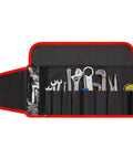 Compact Motorcycle Repair Tool Kit For 2019 And Newer Bikes On The Go Maintenance With 34mm Rear Axle Wrench displayed in nylon bag.