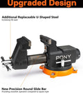 Beefed Up Heavy Duty 4 Inch Bench Vise With 4400 Lbs Clamping Power, 360 Degree Rotating Base And Anvil, 4 Inch Jaw Opening
