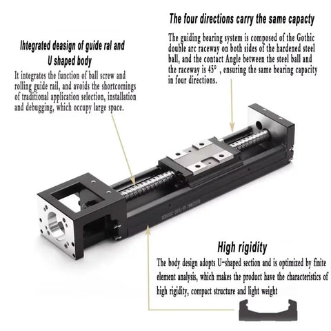 Top Tier Linear Actuator Delivers Dead Set Precise Point Oh One Millimeter Accuracy Heavy Duty design with U shaped body for CNC use.