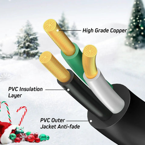 Close-up of high-grade copper wiring layers in black extension cord for Black 4 Outlet Extension Cord Splitter For Indoor Outdoor Use.