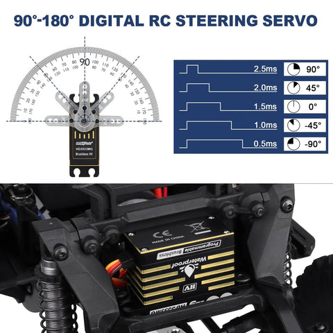 Waterproof 35Kg RC Servo With High Torque Metal Gear Digital Stainless Steel Gears Aluminum Case For RC Cars
