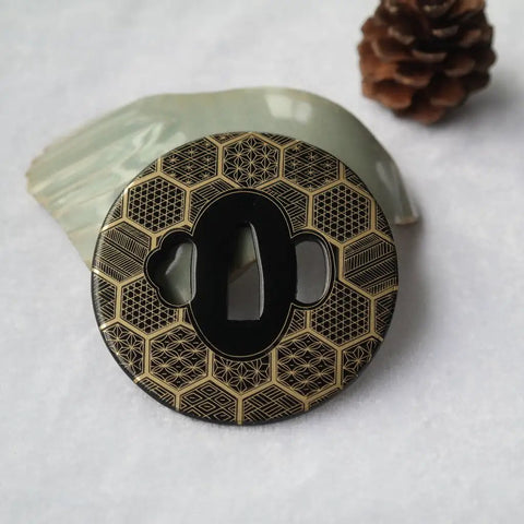 Iron Carved Tsuba Koshirae For Samurai Sword TDH 010 2.95 Inch Guard With 75mm By 75mm Opening Inner 26mm Wide Inside 8mm