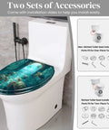 Elongated Resin Toilet Seat for Bathroom with turtle design, fitting most toilets, installation accessories included.