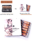 12 Piece Wood Carving Chisel Set With Roll Up Bag And Box Pro Woodworking Gouge Tools For Carpenters And Craftsmen Perfect Gift For Flower Carving Woodcarving Projects And DIY Carving displayed with case and box options