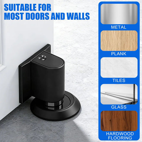 Invisible Magnetic Door Stop With Installation Kit No Drill Door Wedge Stopper for various surfaces like metal, plank, tile.