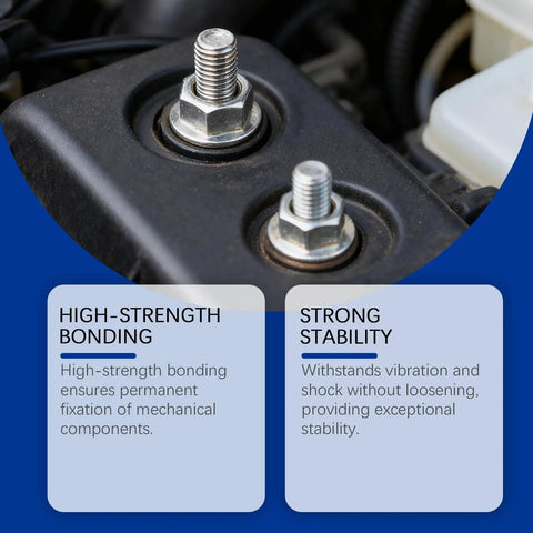 Blue Thread Locker For Nuts And Bolts, Medium To High Strength applied on automotive components, preventing loosening from vibration and shock.