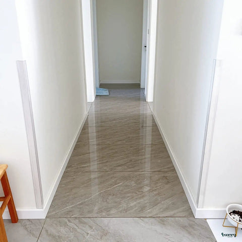 Clear Plastic Corner Guard Strip Self Adhesive Peel And Stick Wall Protector Tough Petg Edge Trim For Sharp Corners on hallway walls.
