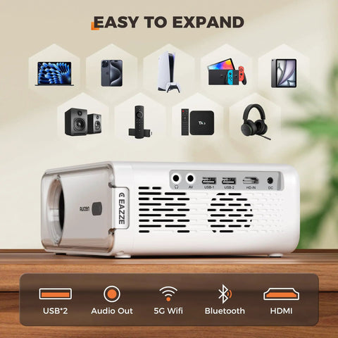 D1 Smart Projector With WiFi And Bluetooth Built In Apps Auto Focus And Keystone 16W Dolby Audio Speakers Native 1080P HDR10