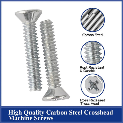 Flat Head Phillips Electrician Machine Screw Kit 370 Piece Set With Durable Carbon Steel Fasteners Blue And White Zinc Coating