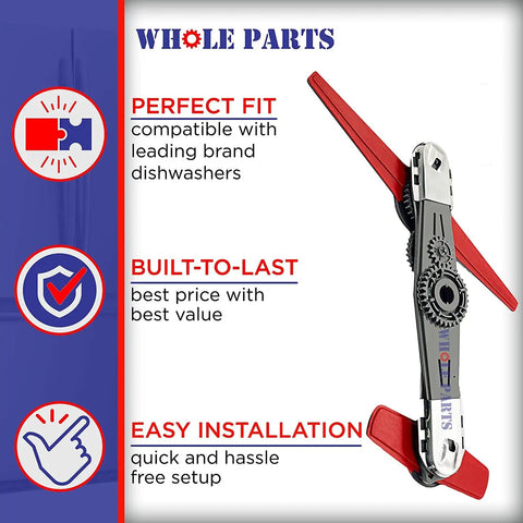 Beefed Up Dishwasher Lower Spray Arm Replacement W10859935 For Kenmore And Whirlpool Models With Easy Install, red and silver