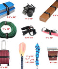 Soft Velour Cinch Straps 2 Inch By 20 Inch Pack Of 6 With Reusable Hook And Loop securing luggage and various items