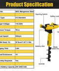 Cordless Post Hole Digger With Battery And Charger Beast Mode Power 350W Earth Auger product specifications and features