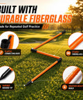 Collapsible Golf Alignment Sticks Set, 40 Inch Premium Practice Aiming And Swing Training showing features and materials