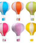 12 Inch Hanging Hot Air Balloon Paper Lanterns Set Of 6 For Birthday Parties Weddings Christmas Decor Gift Stripe Design Colorful And Cute Romantic Hanging Decorations For The Party Vibe