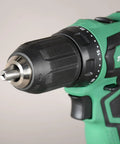 Close-up of 18V MultiVolt Cordless Sub-Compact Drill Kit With 1/2 Inch Chuck, showing drill head and ergonomic grip
