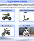 MY6812 24V 150W Electric Scooter Drive Motor With 9 Tooth 25H Sprocket Brushed DC Motor Calibrated 2750 RPM And 0.52 Nm Torque For Easy Replacement Or DIY Builds. Application models for mini dirt bikes, scooters, e-moto, and robot DIY.