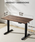Top Notch ErGear Low Height Adjustable Electric Standing Desk 48 X 24 Inches For Kids showing product dimensions and solid walnut finish.