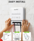 Hands installing 8 Zone Smart Sprinkler Controller With Local Weather Intelligence And WiFi App Control on wall