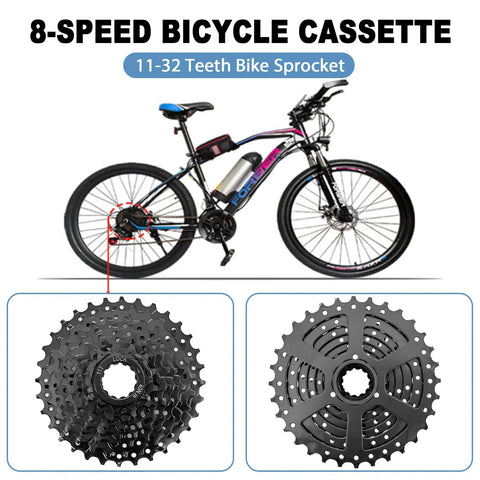 8 Speed 11 32T Bike Cassette For Mountain And Folding Bikes With Freehub Smooth Shifting Low Noise Beefy Steel Sprocket