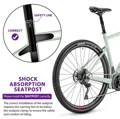 Bike Suspension Seatpost 30.9x350mm Shock Absorber Damper With Adjustable Clamp For E Bike MTB BMX Heavy Duty diagram