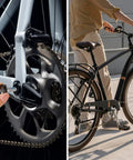 Close-up of six 8mm hex crank arm bolts installation on bike, showing durable metal construction and square crankset compatibility