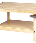 Tough As Nails 4 Station Solid Maple Workbench With 4 Heavy Duty Vises And Spacious Lower Plywood Shelf, Badass Two Inch Thick Surface For Any Garage Crew, 64 By 54 Inches, featuring two vises and open shelf.